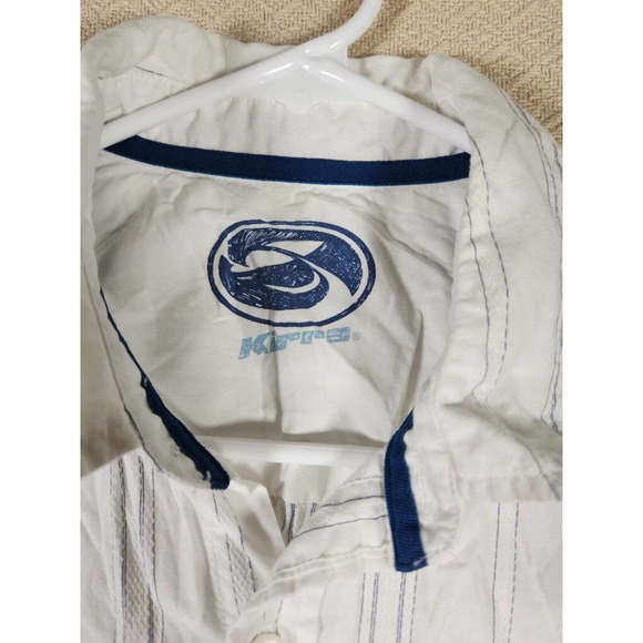 Kirra Shirt Womens Medium M Button Up Pockets Striped Collared Cotton White - Picture 8 of 13